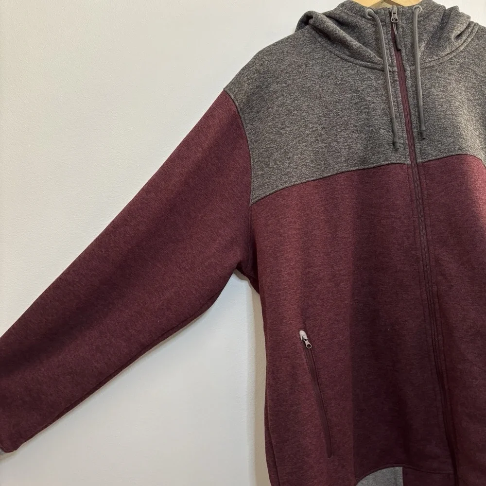 The North Face Hoodie Men's XXL Full Zip Outdoor Gorpcore Hiking Burgundy Gray‎